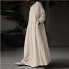 Spring Autumn Women's Vintage Solid Long Dress Women's Sundress  Casual Long Sleeve Pleated Vestidos Retro Long Loose Dress