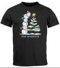 Mens Merry Christmas Snowman Design Print Font T-Shirt XMAS Outfit-