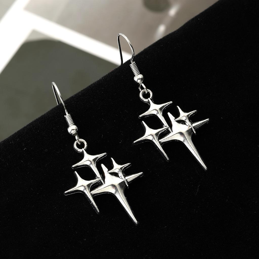 Korea Personality Sparkly Zircons Awn Star Tassel Chain Piercing Stud Earrings for Women Trendy Designer Dangle Earrings Jewelry