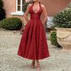 Damen V-Ausschnitt Hängender Nacken Einfarbig Hochwertiges Abendkleid Sommer Temperament Ärmellos Rückenfrei Tailliertes Kleid