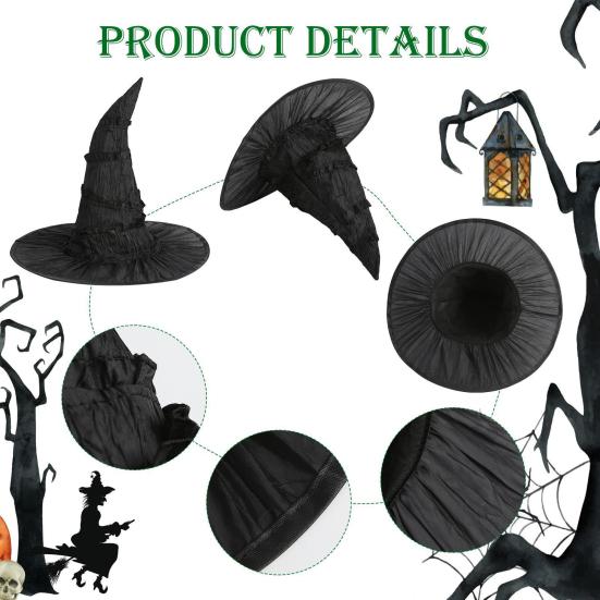 Doplňková sada kostýmu čarodějnice Černý čarodějnický klobouk Brýle s kulatými obroučkami Zelené drápové rukavice Sada pro ženy Halloween Cosplay Hra na role Párty