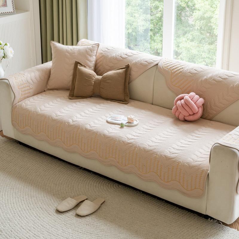 Cream Wind Four-Season Sofa Cushion Fabric Four-Season Universal  New Pure Cotton Seat Cushion Sub-Cover Cloth Towel Non-Slip Cover