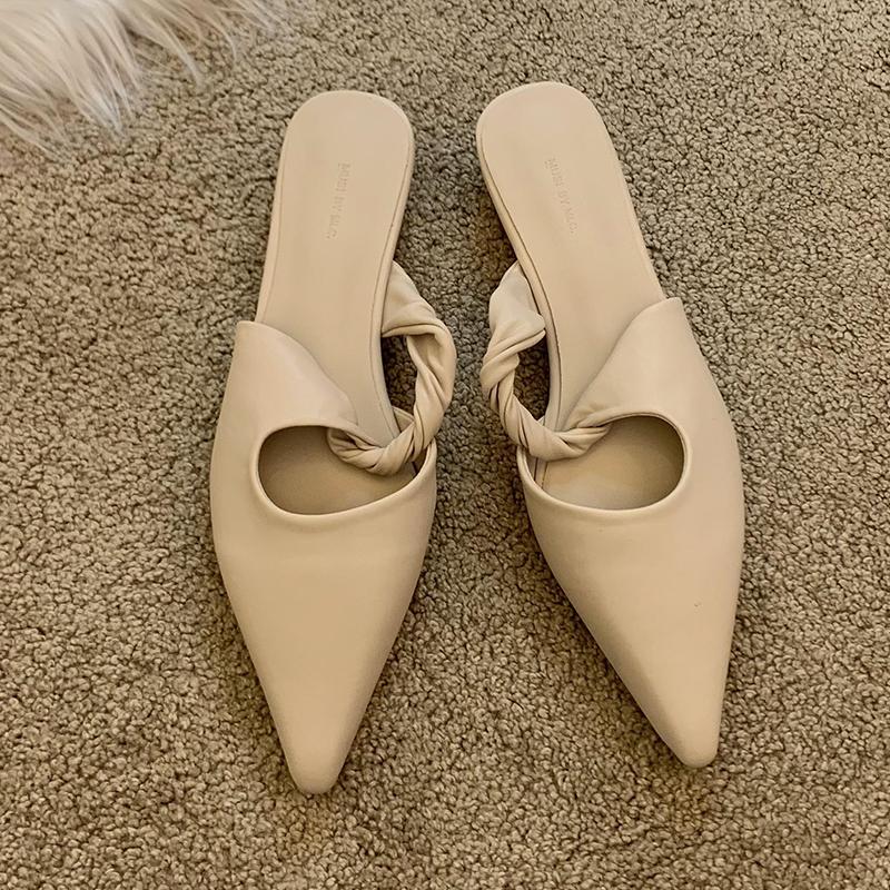 Spetsiga Tofflor Damskor Ballerinaskor Sexiga Klackskor Slingback Damskor Mules Skor Sommar 2025 Nya Lyxiga Chanclas De Mujer