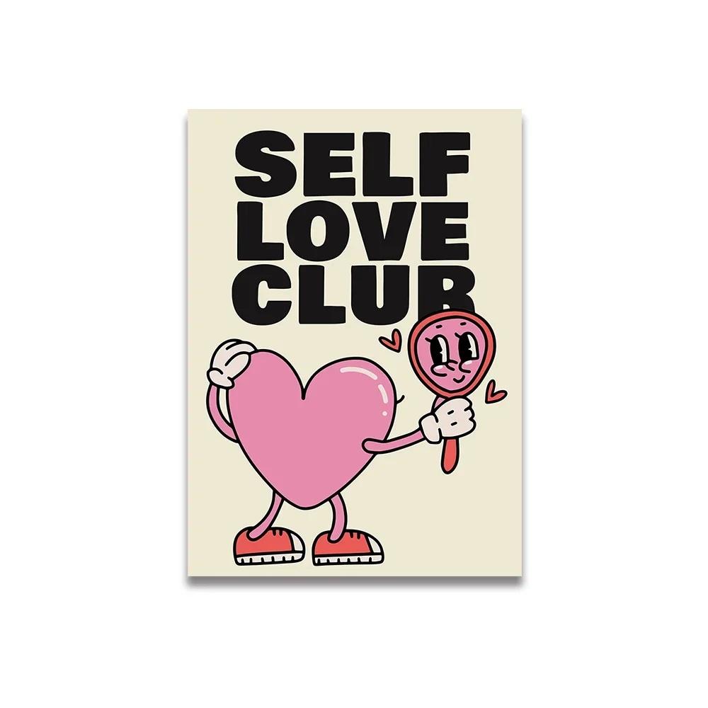 Vintage Pink Cartoon Print Canvas Posters Wall Art Poster Home Decor Canvas Print Painting  Living Room Bedroom Decor Unframed