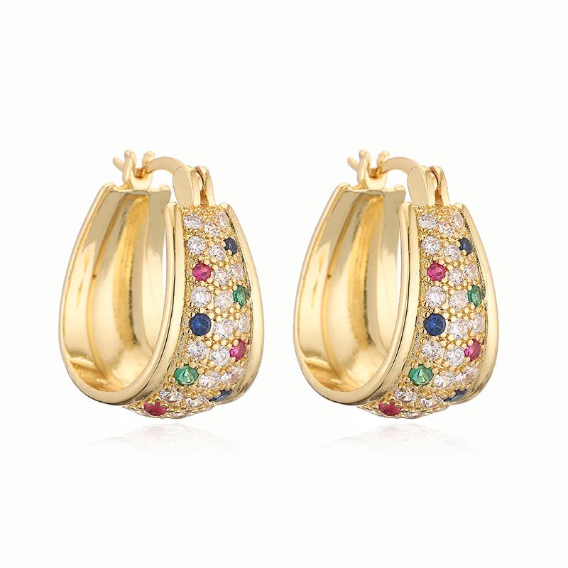 

HECHENG,Delicate Colorful Zirconia U Shape Earrings Simple Luxury Women s Party Jewellery Accessories 1 Pair Other
