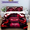 3pcs Anime Character Kamado Nezuko Pattern Bedding Three-Piece Set (1 Cover + 2 Pillowcases, No Fillings), This Printed Bedding Set Is Soft