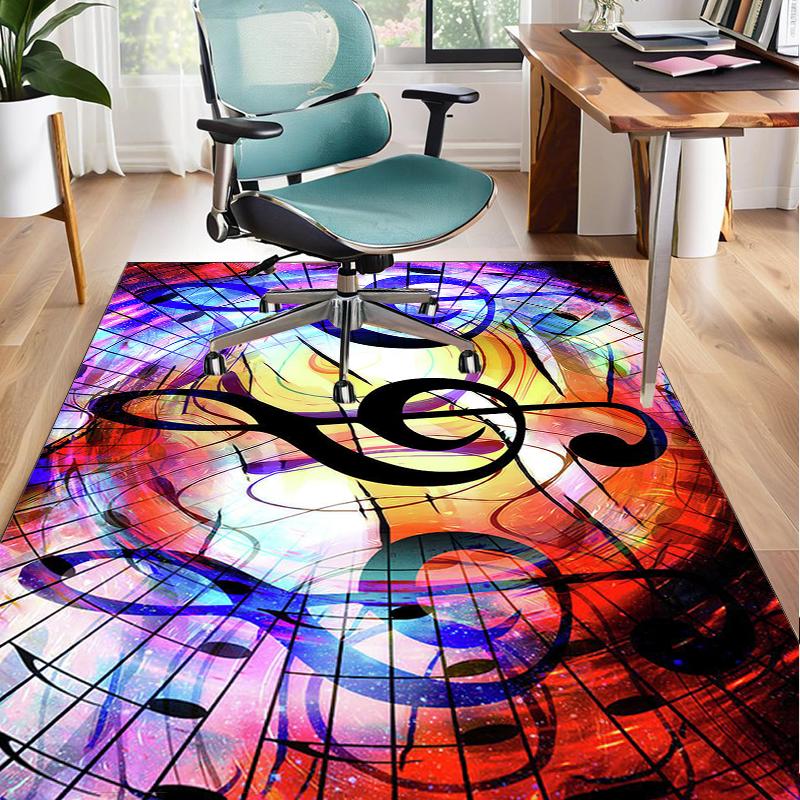 Music Notes Harmony Office Rug Chair Mat, Entryway Carpet, Suitable for Front Door, Bedroom, Living Room, Desk, Holiday Gift