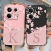 A-Z Letter Flower Phone Case For POCO M6 Pro 4G X6 5G Redmi Note 13 Pro Shockproof TPU Bumper Soft Silicone Cover Shell Fundas