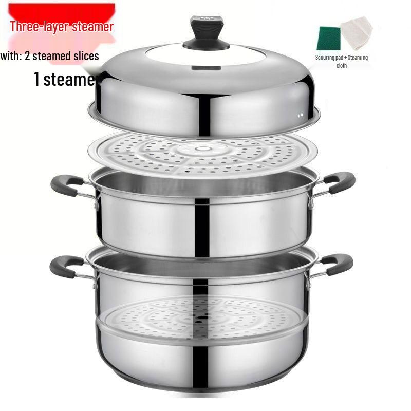 Pentola Vapore in Acciaio Inossidabile Multistrato per Piani Cottura a Induzione e a Gas - Ideale per Cuocere al Vapore Panini, Mantou e Pesce
