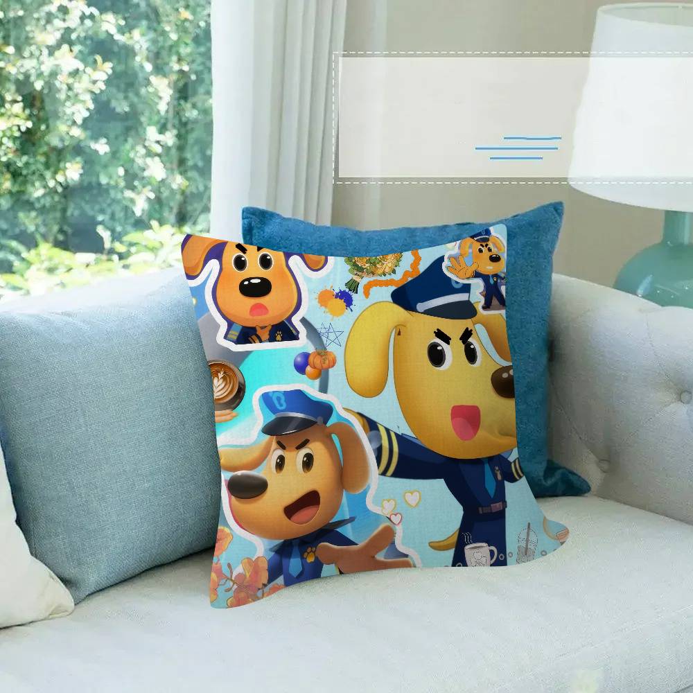 Cartoon Sicherheits-Sheriff Labrador Kissenbezug Cartoon Geschenk Kissenbezug Schlafzimmer Zuhause Sofa Stuhl Sitz Dekor Kissenbezug