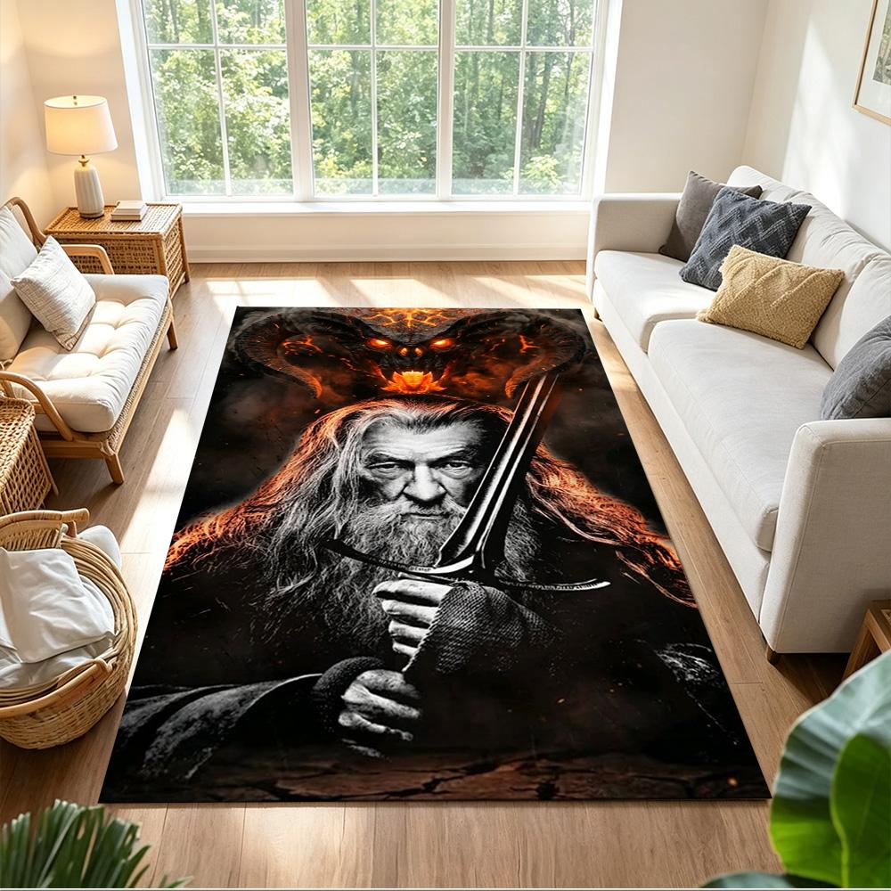 Lord Rings Area Rug Suitable for Entryway Balcony Dormitory Playrooms Anti-slip Rug Anime Office Decor Spiritual Gift