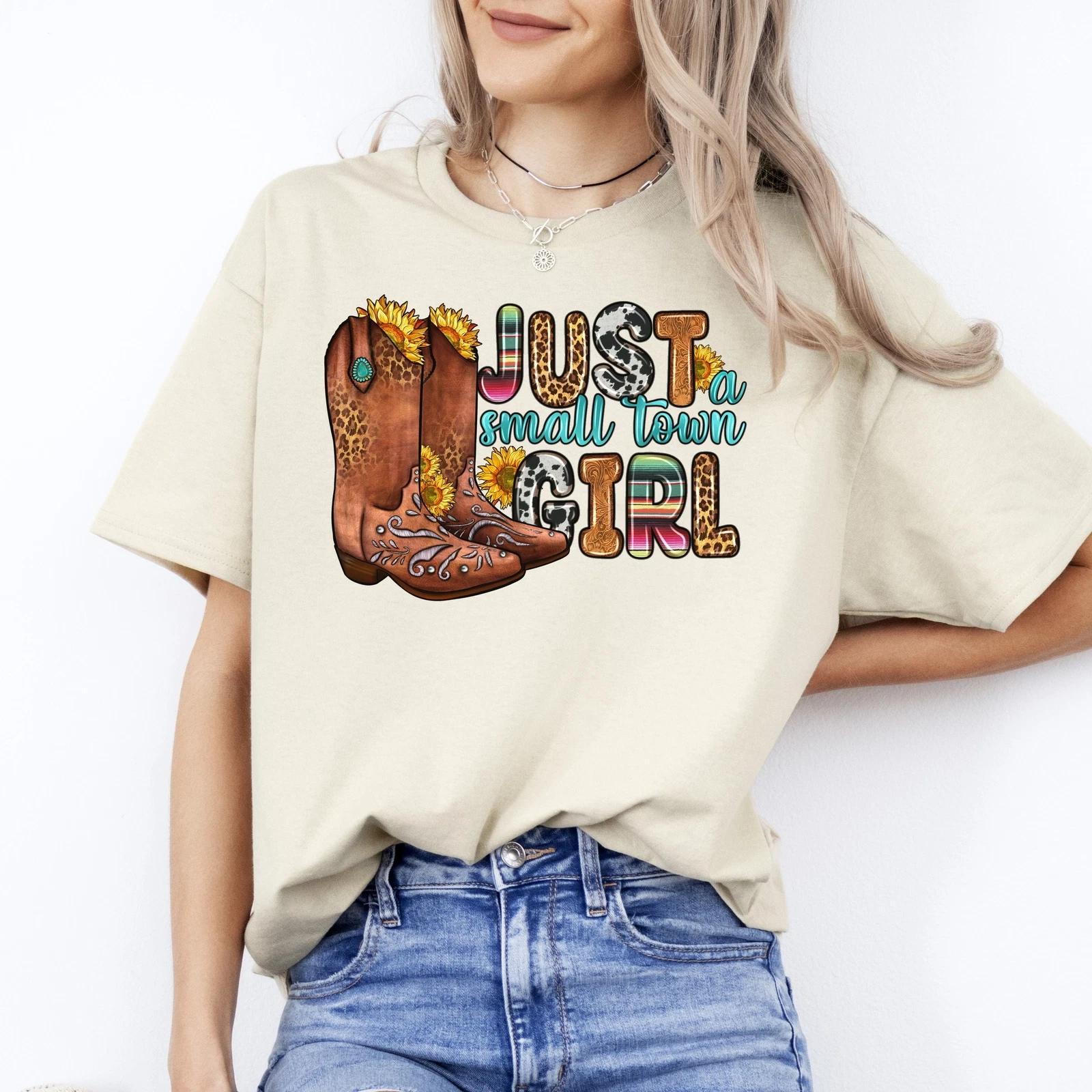 Just a small town girl T-Shirt gift Texas Western girl Unisex tee Sand White Spo S