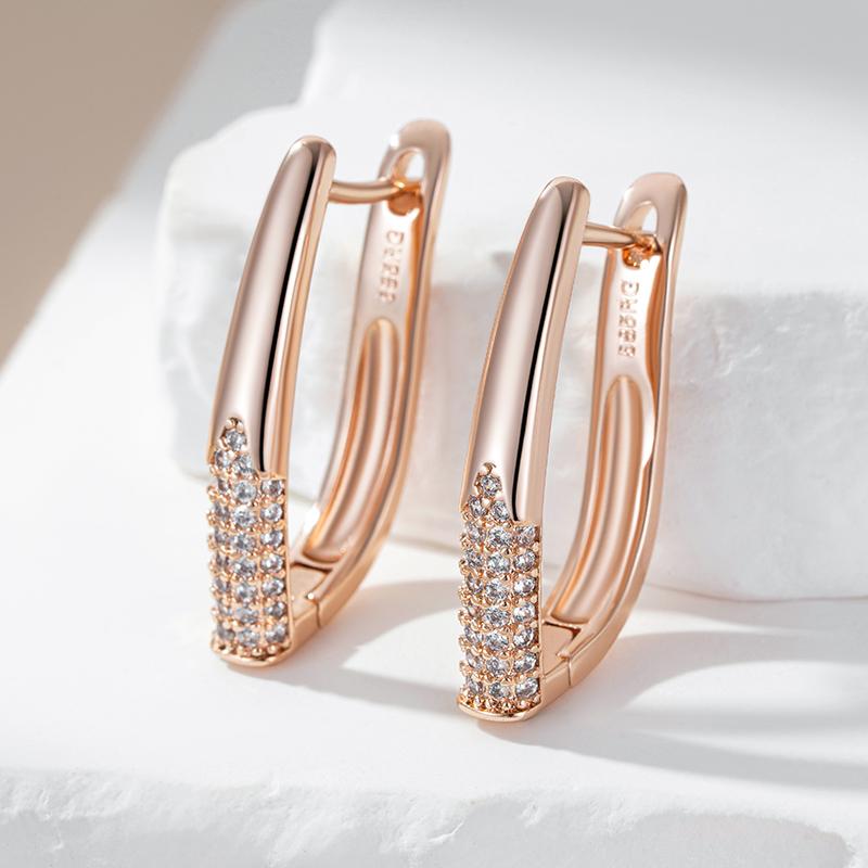 Trendy  Rose Gold Hoop English Earrings For Women Luxury Full Natural Zircon Accessories Vintage Bride Wedding Jewelry
