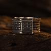 Adjustable Unisex Vintage-Inspired Silver-Plated Ring With Yin Yang Five Elements Motif Minimalist Boho Statement Jewelry