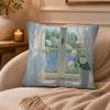 Landscape painting style Cushion Cover Anti-dustmite Pillowcase Invisible zipper silky short plush Sofa cushion cover