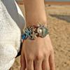 Vintage Ocean Inspired OT Clasp Bracelet for Women Exaggerated Metal Enamel Starfish Shell Coral Style Bracelet Boho Jewelry