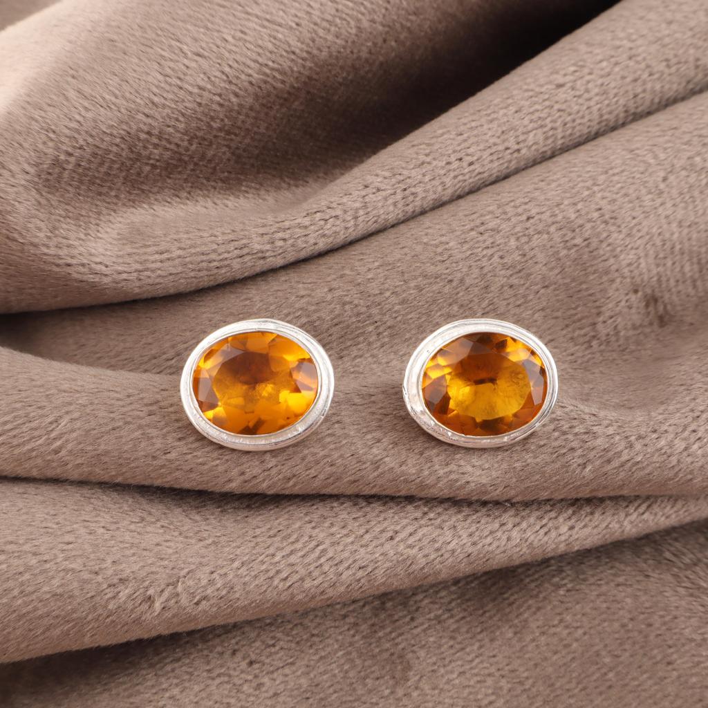 Citrine Earrings, 925 Solid Sterling Silver Earrings, Handmade Dainty Silver Earrings, Beautiful Citrine Earrings For Wedding Gift