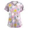 Women's Valentine's Day Printed Loose V-Neck Pocket Short Sleeve Uniform  Uniform
