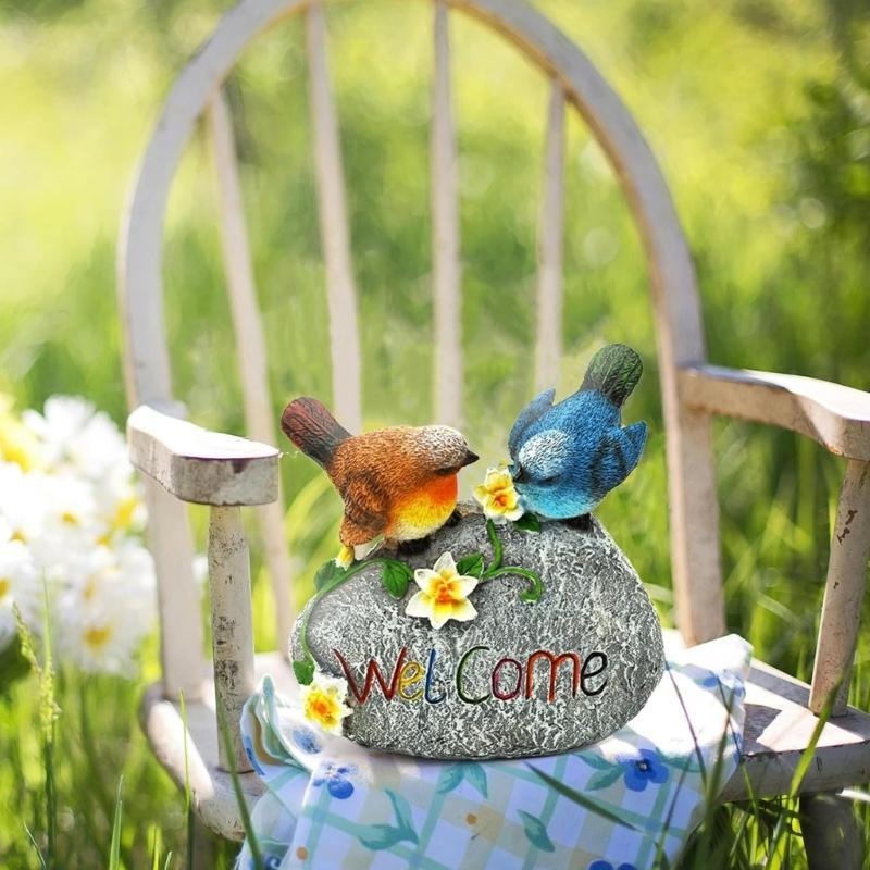 Realistic Bird Statue Resin Outdoor Garden Decoration Welcome Sign Sculpture For Garden Yard Lawn Decoration Gift