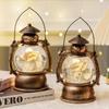 Retro Christmas Ornament: Crystal Ball Music Box & Oil Lamp Horse Decor