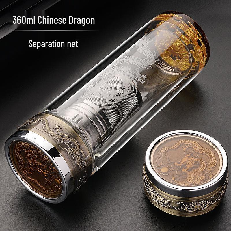 Yisijia Chinese Dragon Double-Layer Glass Tea Infuser Mug