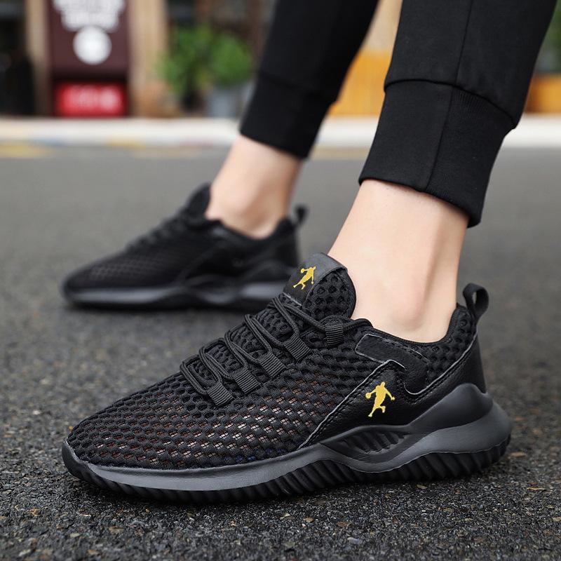 

Single mesh men s shoes Thin sports shoes Summer men s lightweight mesh breathable shock-absorbing running shoes Soft sole Versatile casual 45 чёрный