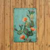 1pc Vintage Cactus Design Iron Metal Tin Sign, 8x12 inches, Indoor/Outdoor Wall Art for Home, Office, Bar, Cafe, Library