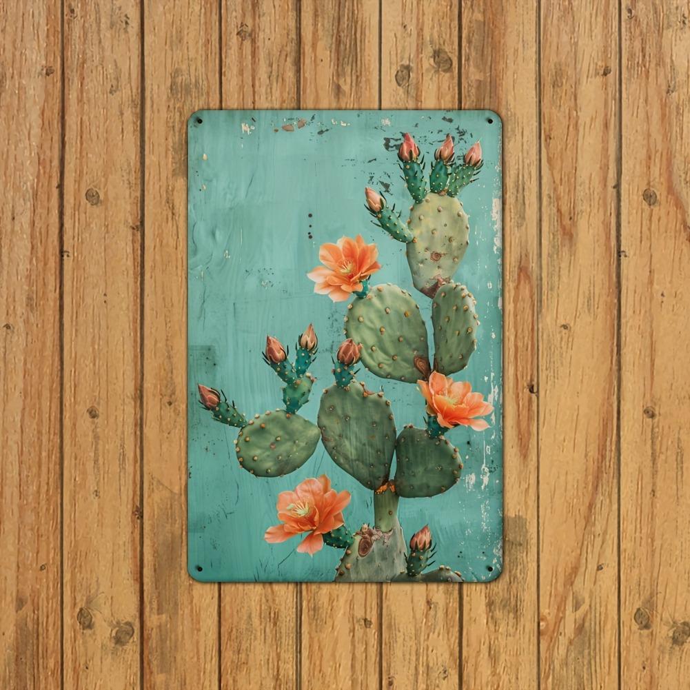 1pc Vintage Cactus Design Iron Metal Tin Sign, 8x12 inches, Indoor/Outdoor Wall Art for Home, Office, Bar, Cafe, Library