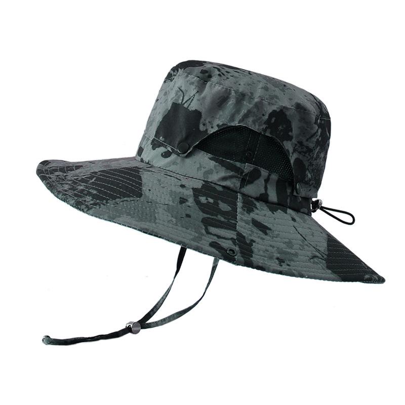 

Gentlemen Camouflage Bucket Hat Summer Double Top Mesh Sunscreen Sun Hat Outdoor Use Angling Hat Panama Detachable Hollow Motorcycle Practical Use Adjustable