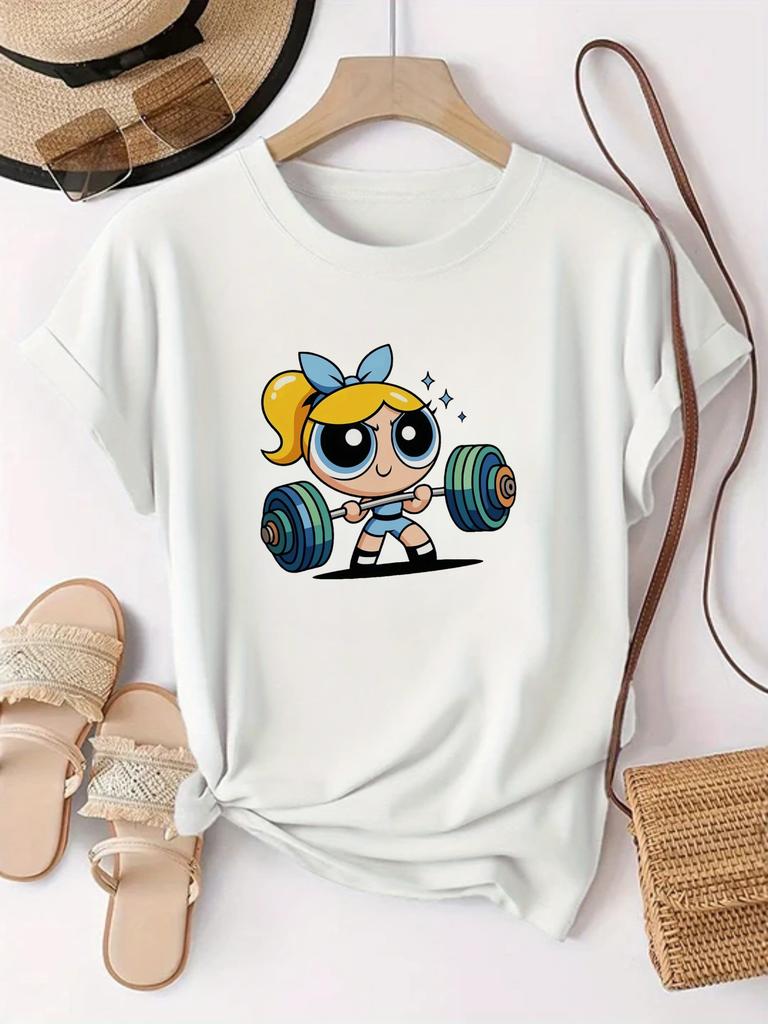 Women's Workout T-Shirt - Stretchy Gym & Casual Top with Weightlifting Graphic Harajuku Short Sleeve Casual  Aesthetic Clothes