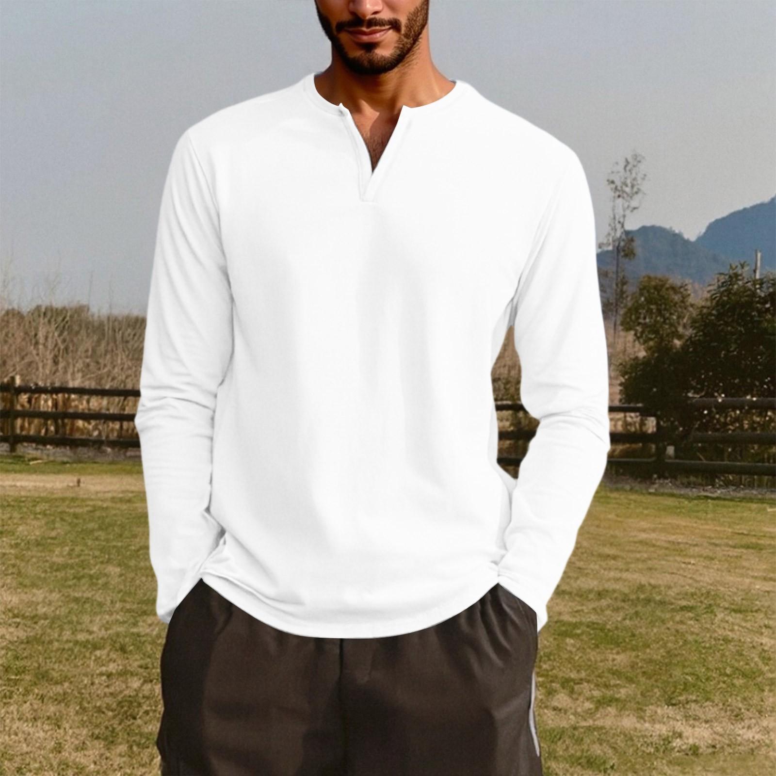 

Мужской топ с V-образным вырезом и длинным рукавом — повседневный XL белый