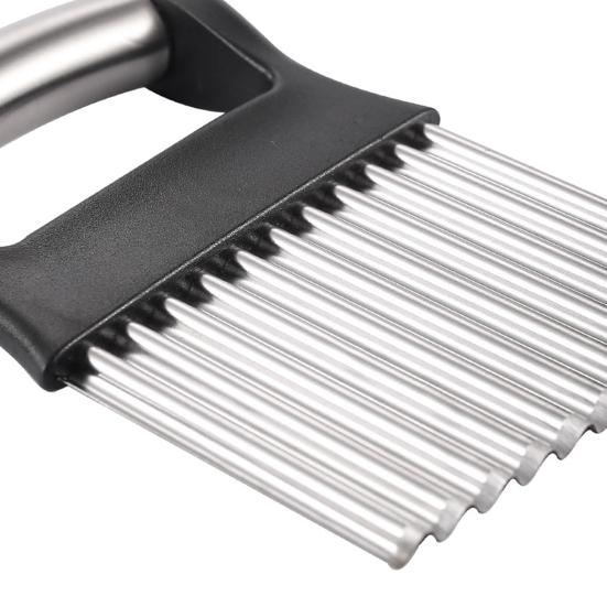 Sharp Blade Vertical Force Potato Cutter Easy to Clean Cut Wavy Potato Chips Stainless Steel Ergonomic Handle Crinkle Slicer for Burger Shop