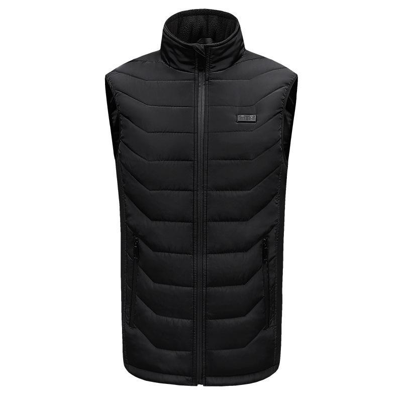 Adjustable Electric Heating Vest with USB, Cotton, Stand-Up Collar, Loose Fit, Large Size