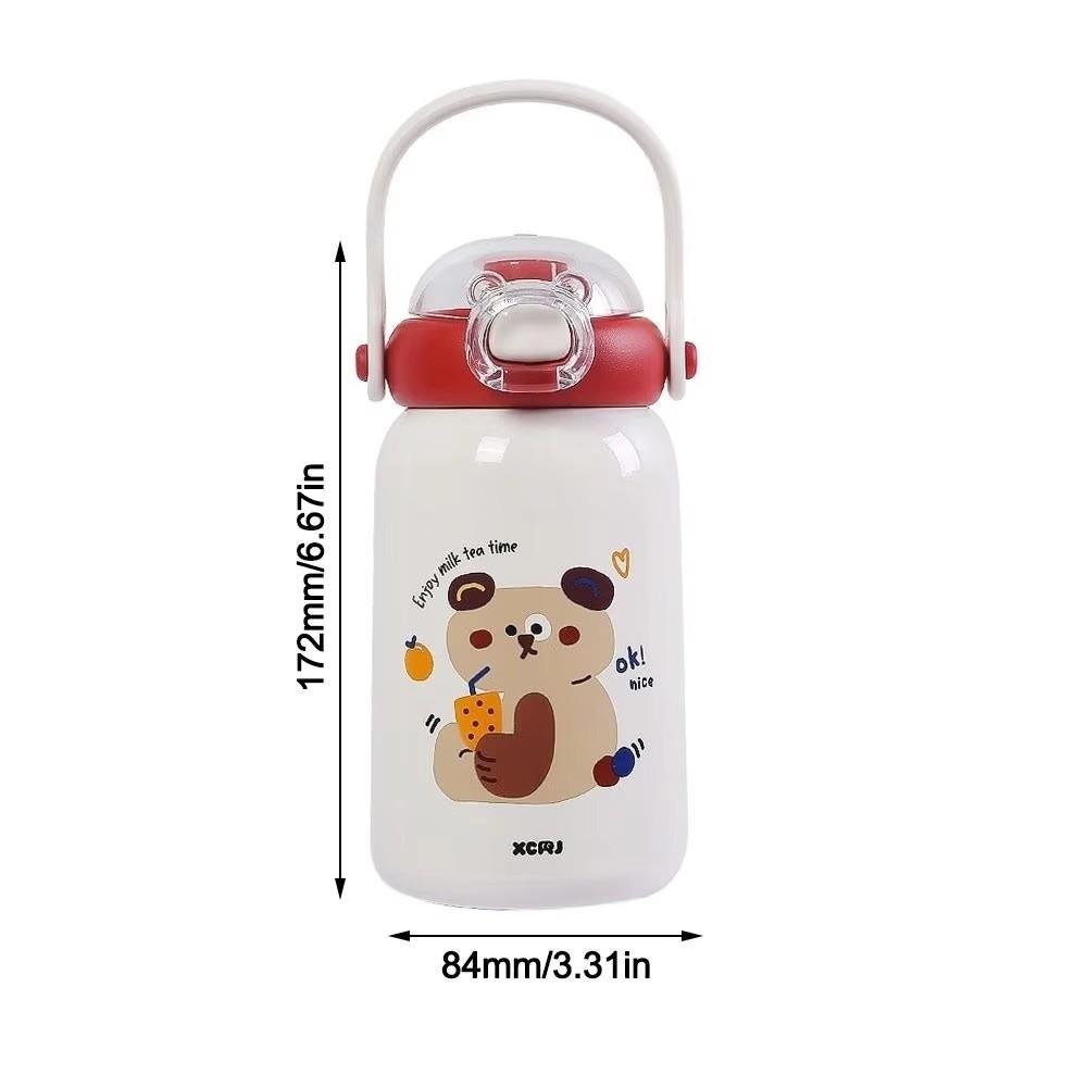 Large Capacity Vacuum Cup Double Drinking Straw Coffee Cup Cute Student Water Cup  for Children