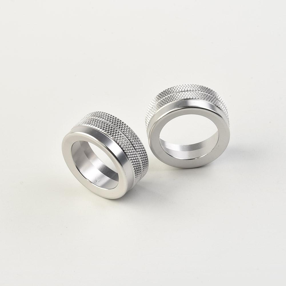 2x Silver Car Volume Radio Knob Covers Set For Porsche 911 For Macan 718