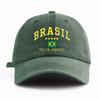 Unisex Kšiltovka s potiskem vlajky a písmen Brasil Vypraná Retro Vintage Dědečkovská čepice Dostupná v několika retro barvách Venkovní kšiltovka proti slunci