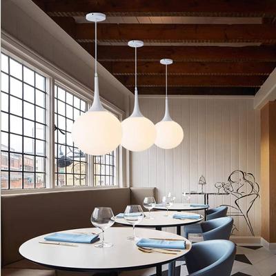 Moderne einfache Einkopf-Milchweiß-Glaskugel-Kronleuchter E27 Restaurant Bar Küche Bar Garderobe Lampen