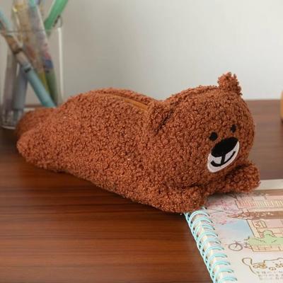 Animal Bear Pencil Case Large Capacity Zipper Closure Bear Pen Bag Cute Design Soft Touch Stationery Storage Bag Children