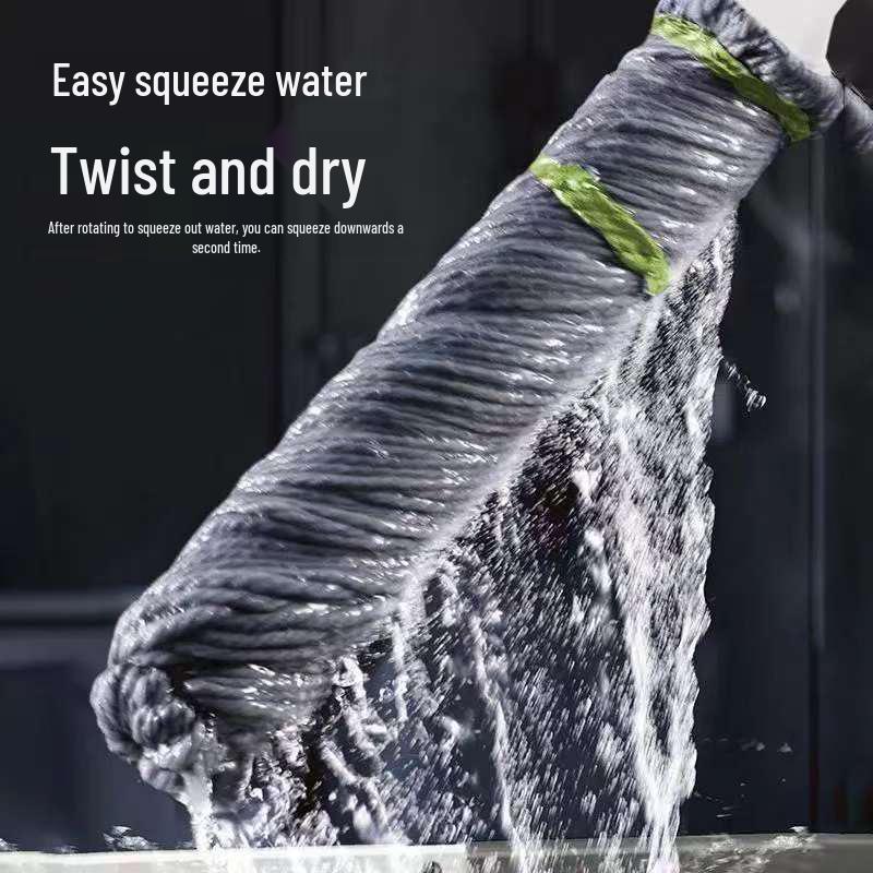 Large Area Hand-Free Lazy Mop with Removable Mop Head for Easy Wringing and One-Wipe Cleaning