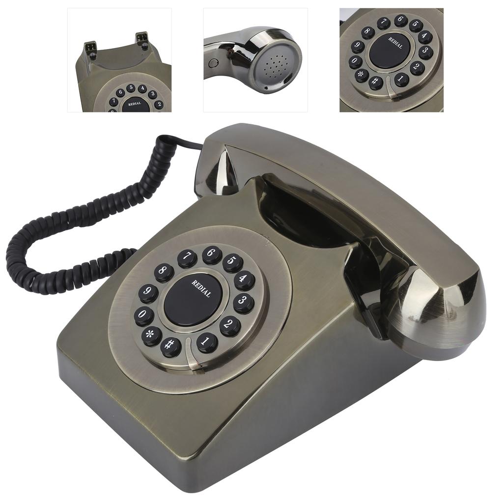Europäisches Zuhause Vintage Multifunktionstelefon Hochauflösender Anruf Große Klare Taste Antike Bronze