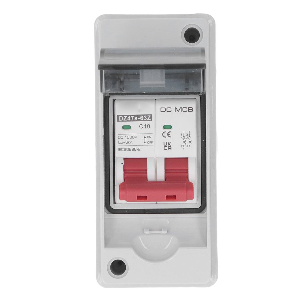2P DC Circuit Breaker IP65 Waterproof Miniature DC Isolator Switch for Solar PV System 1000V 10A