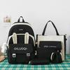 Autumn New Canvas Backpack Women's Korean Version Large Capacity Five-Piece Set Middle School Student Backpack College Student
