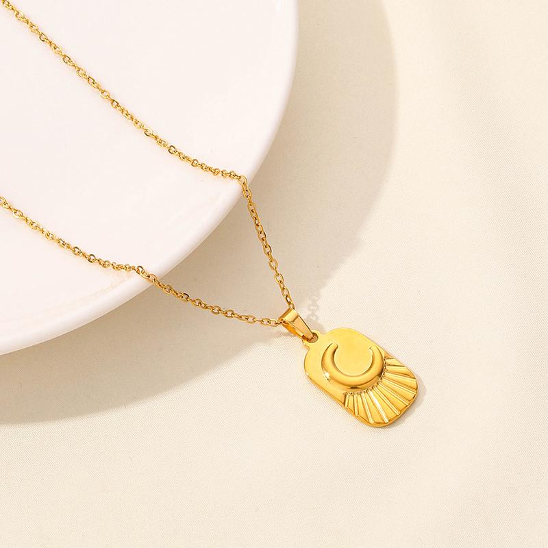 Sun Moon Star Jewelry Classic Stainless Steel Necklace 50cm Chain On The Neck Necklaces For Women Men Pendant Trendy Choker Gift