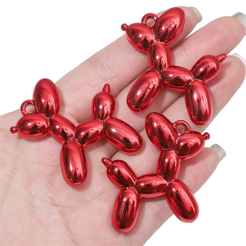 1/2pcs Acrylic Electroplated UV Balloon Dog Pendant Charms for DIY Jewelry Earring Bracelet Making