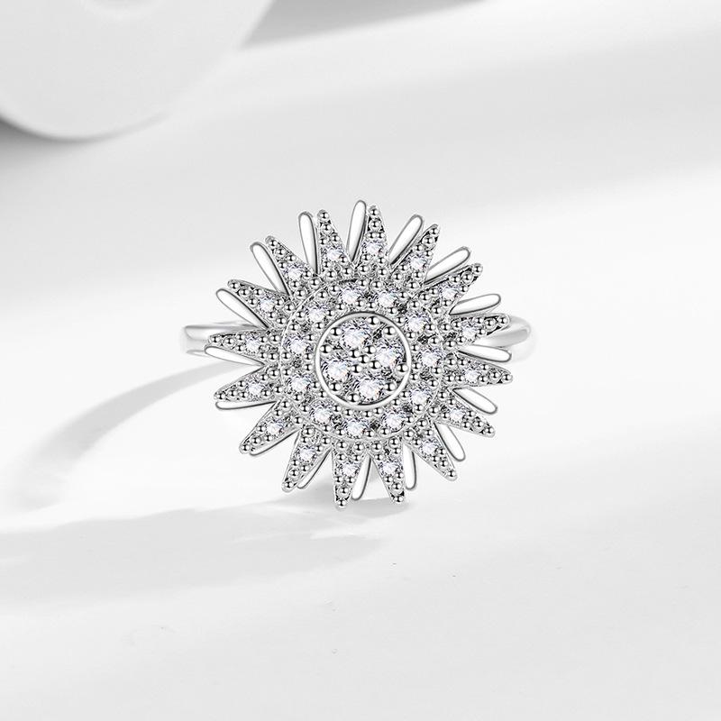 Sunflower Daisy Rotating Open Ring - Women's Decompression Jewelry in Trendy Style