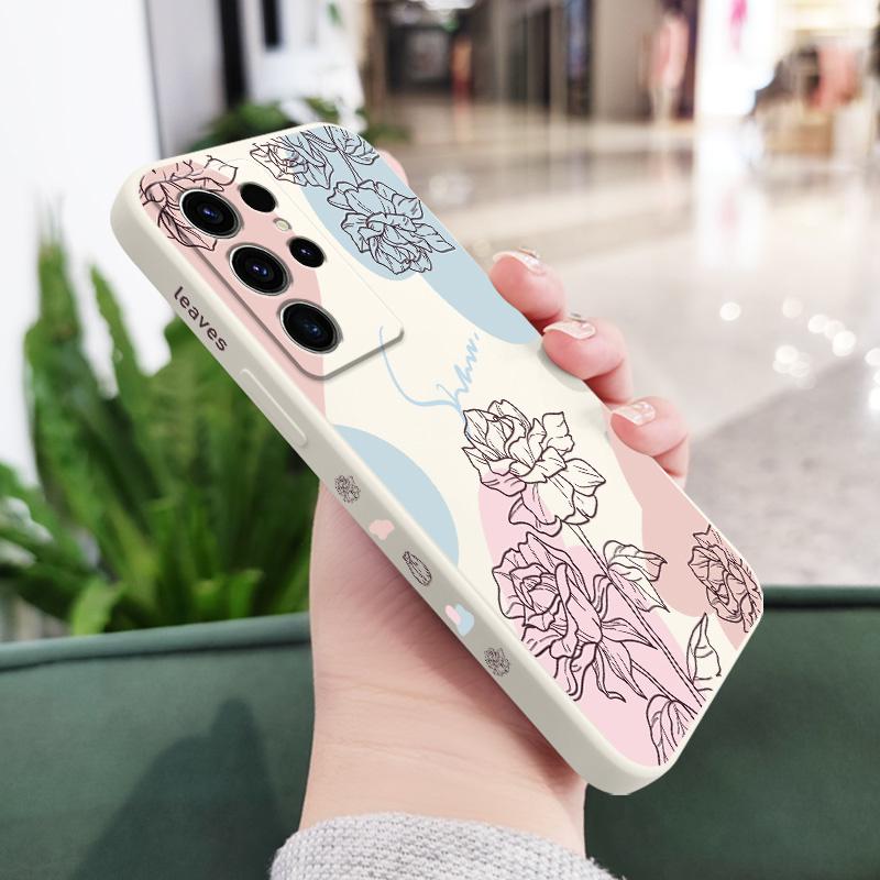 

Line Rose Phone Case For Samsung Galaxy S25 FE S24 S23 S22 S21 S20 S10 S10E Ultra Plus Note 20 Ultra 10 Plus Cover Galaxy S20 FE