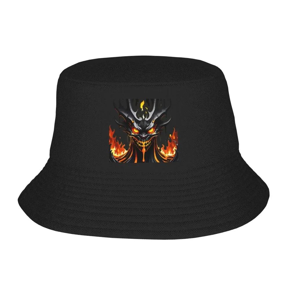 Demon Head Design Bucket Hat Panama Hat Bob Hats FisherUnisex Hats Summer Sunscreen Beach Fishing Hats Unisex Caps