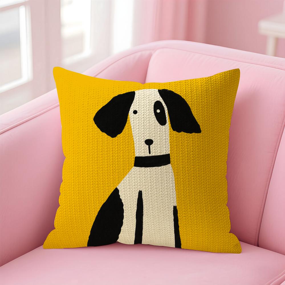Cute Nordic Dinosaur Cushion Cover Natural Linen Organic Fabric DoubleSided Printing Sofa Home Decor Gift Pillow Case
