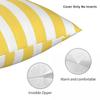 Mustard Yellow White Stripes Square Pillowcase Polyester Linen Velvet Printed Zip Decorative Sofa Seater Cushion Cover