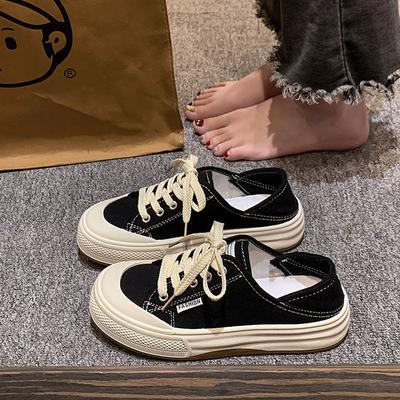 Calzature da Donna Alte su Zeppa Punta Rotonda Primavera Autunno Scarpe di Tela per Donna Eleganti Casual Nuovo Arrivo 2025 Economiche Estetiche